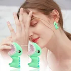 1 пара, милые серьги-гвоздики с животными Мягкая Керамика серьги с динозаврами зеленый ювелирные украшения для женщин детский подарок для девочек Bijoux Femme (украшения своими руками) 2021