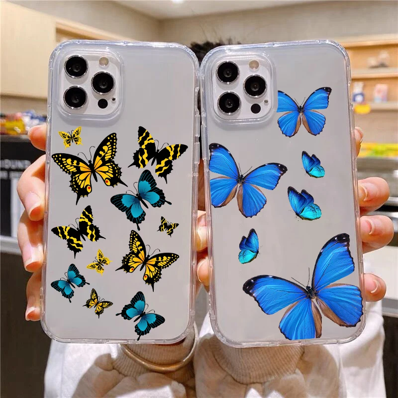 

Butterfly Pattern Phone Case For iPhone 11 Pro Max XR 12pro 13pro max 12mini SE2020 8 7 Plus 12 13mini Silicone TPU Cover Funda