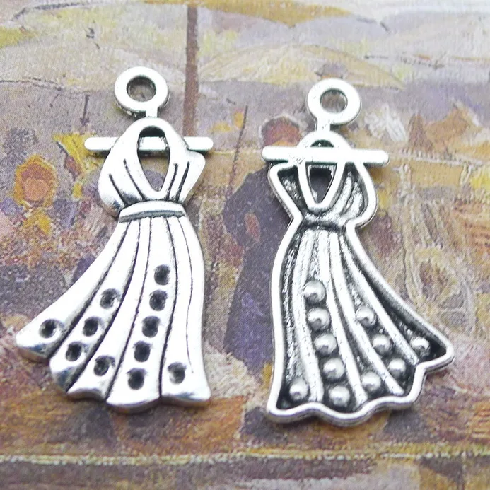 10 шт./лот, юбка 16x33 мм для женщин и девушек, подвески из сплава, Подвески античного серебряного цвета, Подвески для изготовления ювелирных изделий своими руками