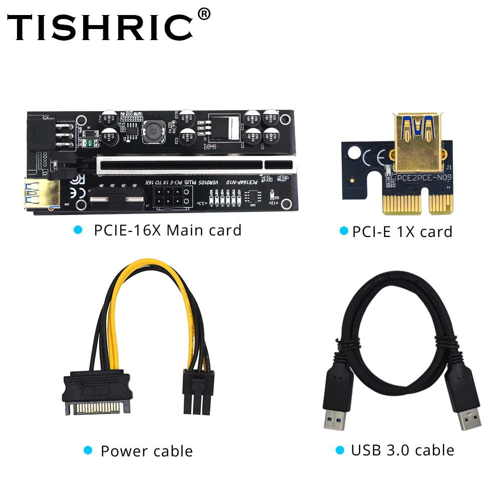 Кабель-переходник TISHRIC Pcie Riser 010s Plus Pci-e 16x кабель Pci Express USB 3 0 кабель-переходник для