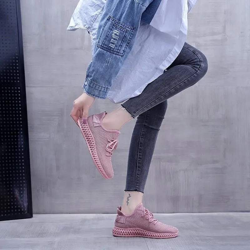 

Women's Lace-up Air Hollow Shock Cushion Sneakers Female Vulcanized Fashion Casual Sport Shoes Breathable Zapatillas Mujer 2021