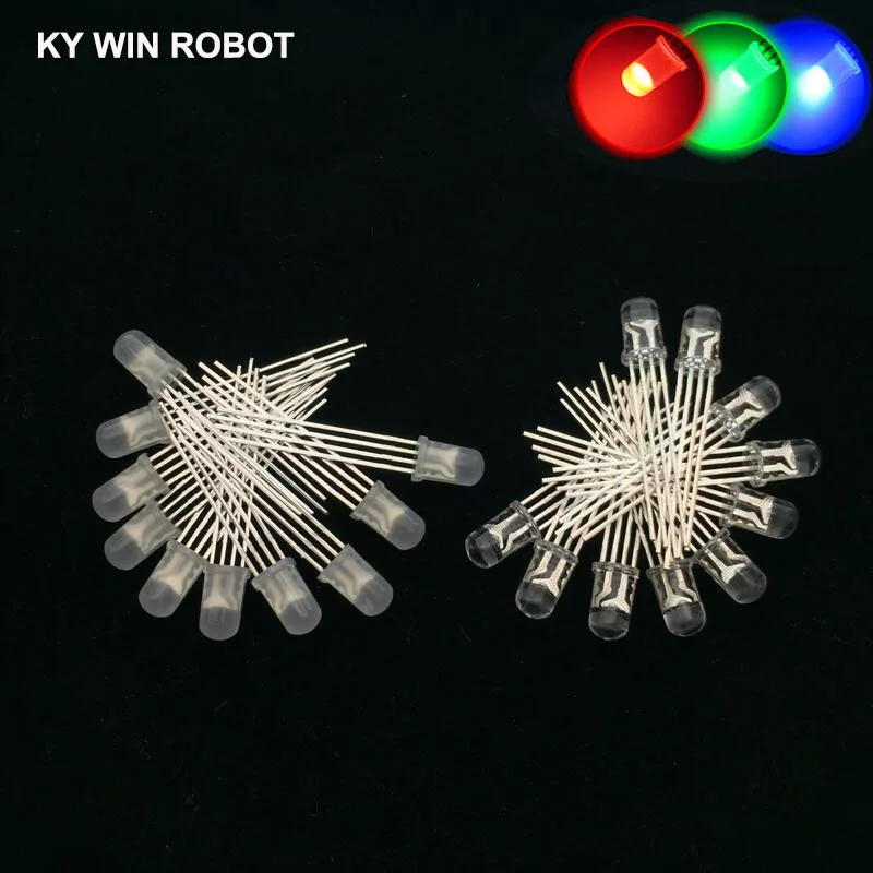 

50pcs/lot 5mm 4pins RGB LED Common Cathode/Anode Tri-Color Emitting Diodes Diffused
