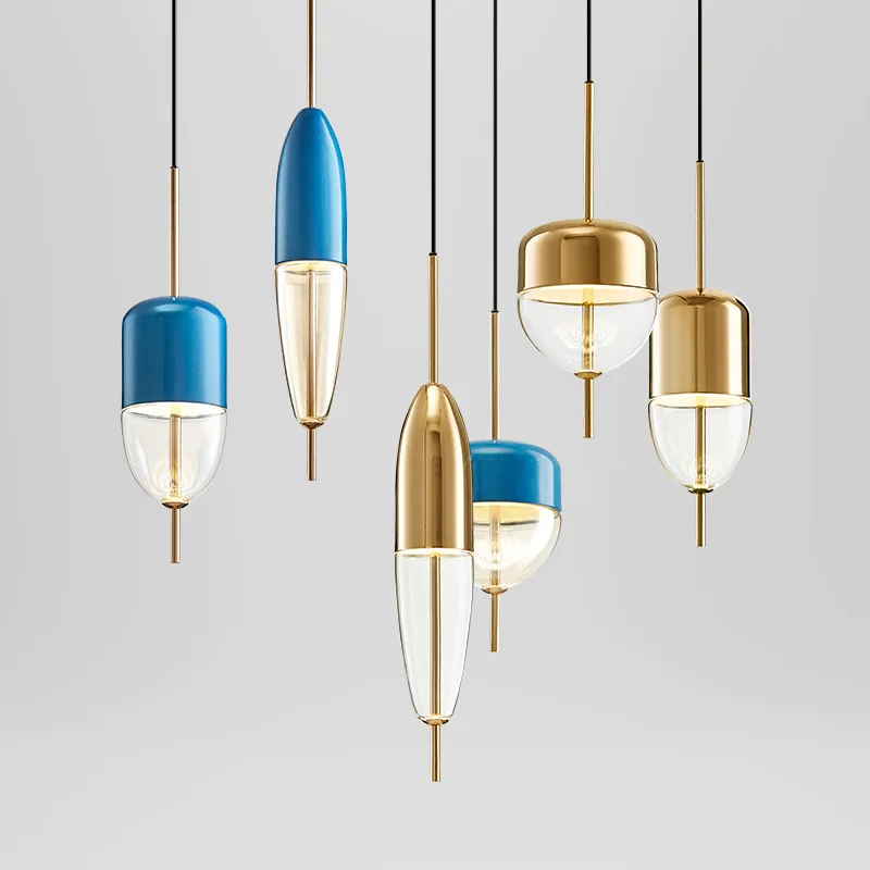 

Fashion creative restaurant pendant lights postmodern gold glass dining room furniture fashion water drop design hanging lamp