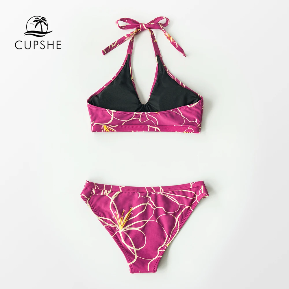 CUPSHE Фиолетовый Гибискус комплект бикини на бретельках женский сексуальный