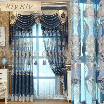 Затемняющие шторы в новой гостиной с европейской роскошной под заказ занавески