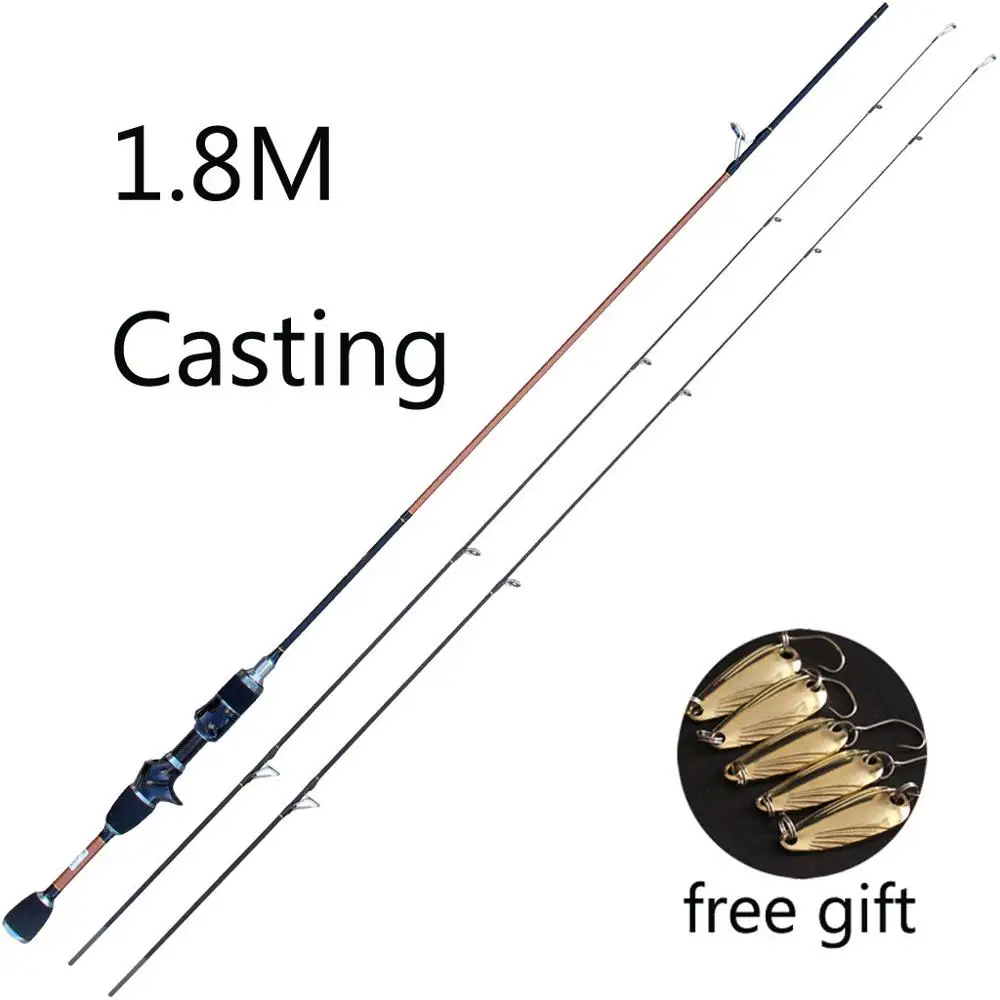 Skmially carbon ul spinning rod 1.8m 1.68m0.8-5g ultralight spinning rods ultra light casting spinning fishing rod vara de pesca - Цвет: Синий