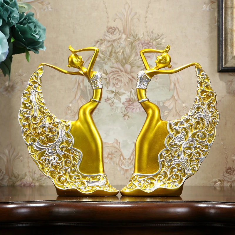 

European Style Luxury Dancers Resin Ornaments Hotel Table Furnishing Decorations Home Livingroom Figurines Crafts Wedding Gifts