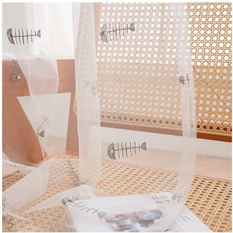 

Тюль с вышивкой в виде рыбьей кости с бусинами, шторы для детской, спальни, гостиной, экрана окна, кухни, занавески для балкона