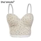 She'sModa ручной работы жемчуг драгоценность бриллиант бралет женский бюстье Свадебная вечеринка обрезанный Корсет Топ жилет размера плюс