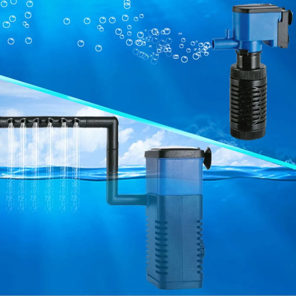 Mini Multi-function 3 in 1 Aquarium Internal Oxygenation Increaser Filter 4W Fish Tank Submersible Pump Spray Water Purifier | Дом и сад