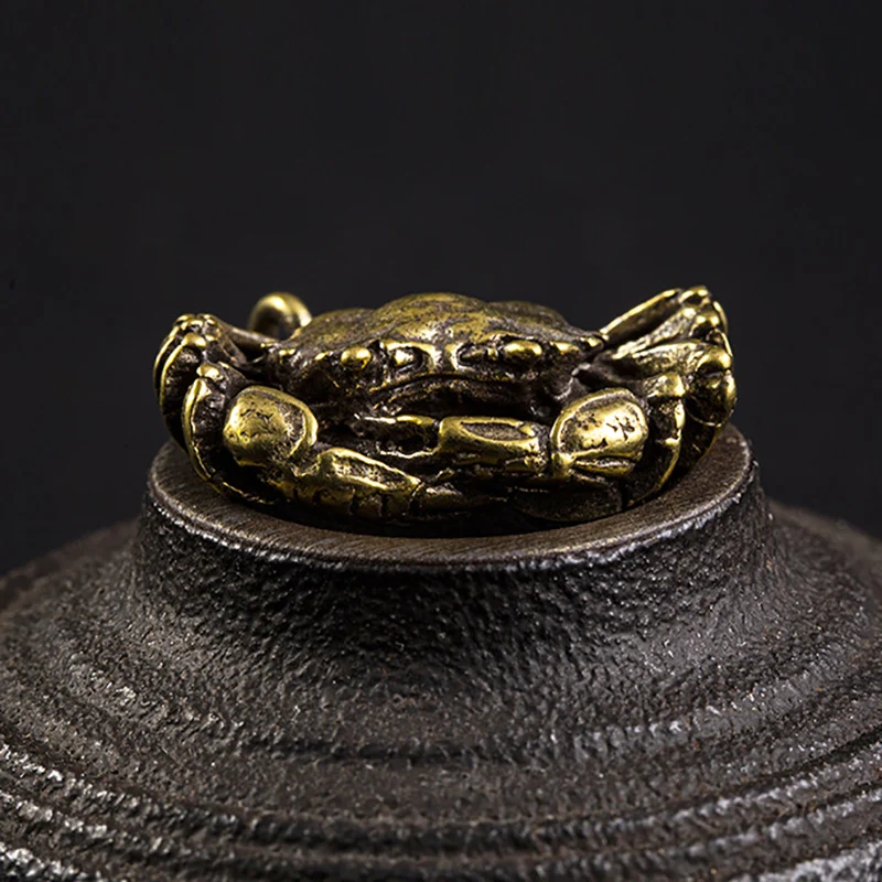 Старинный латунный Мини Краб Брелоки-статуэтки шнурки кулон ювелирные изделия