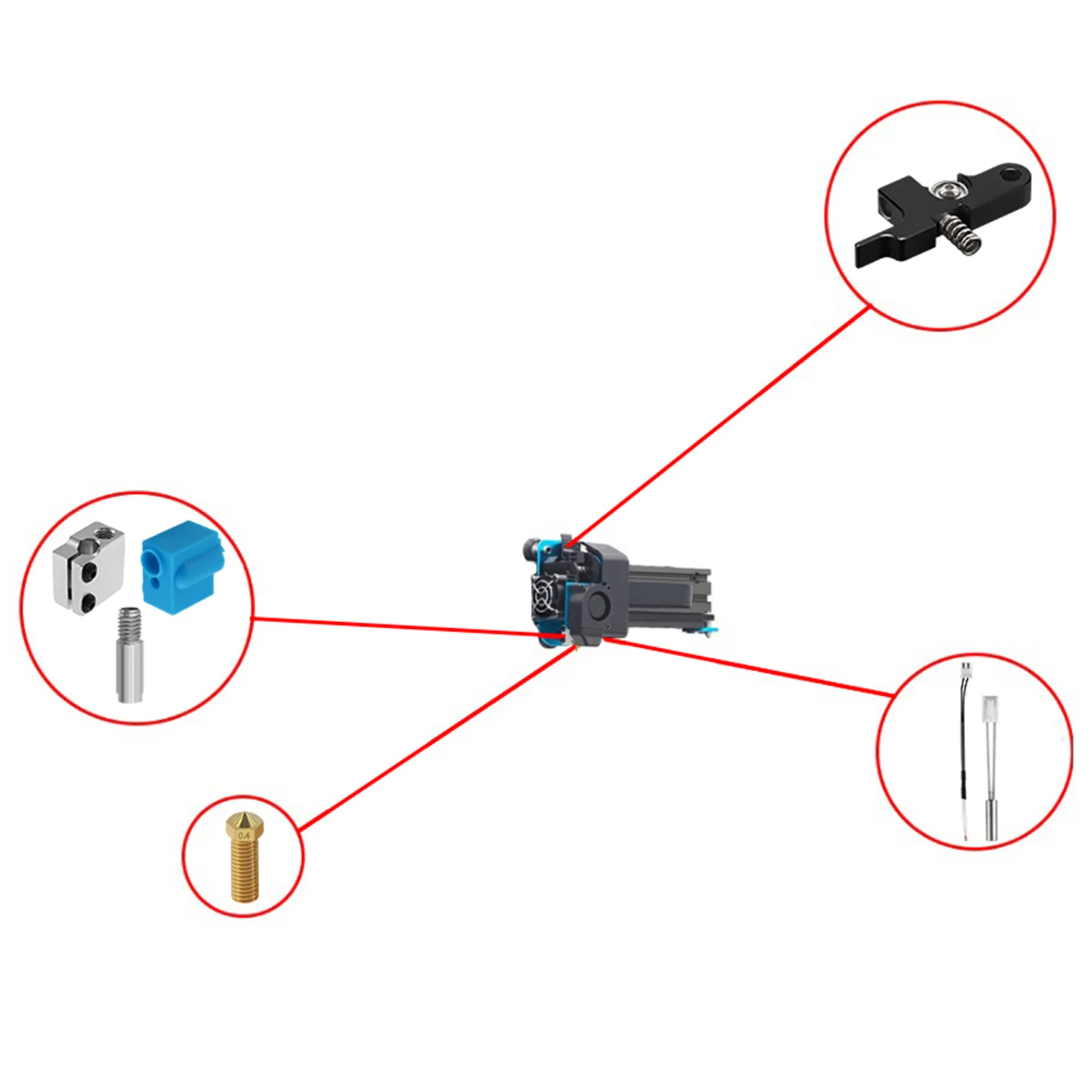 Комплект экструдера с сопло вулкана силиконовый рукав алюминиевая ручка для