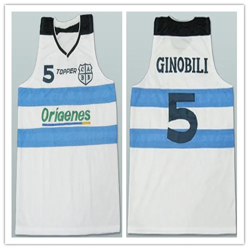 

5 Manu Ginobili origenes topper Basketball Jersey Retro Throwback Basketball Jersey Customize any size number and player name