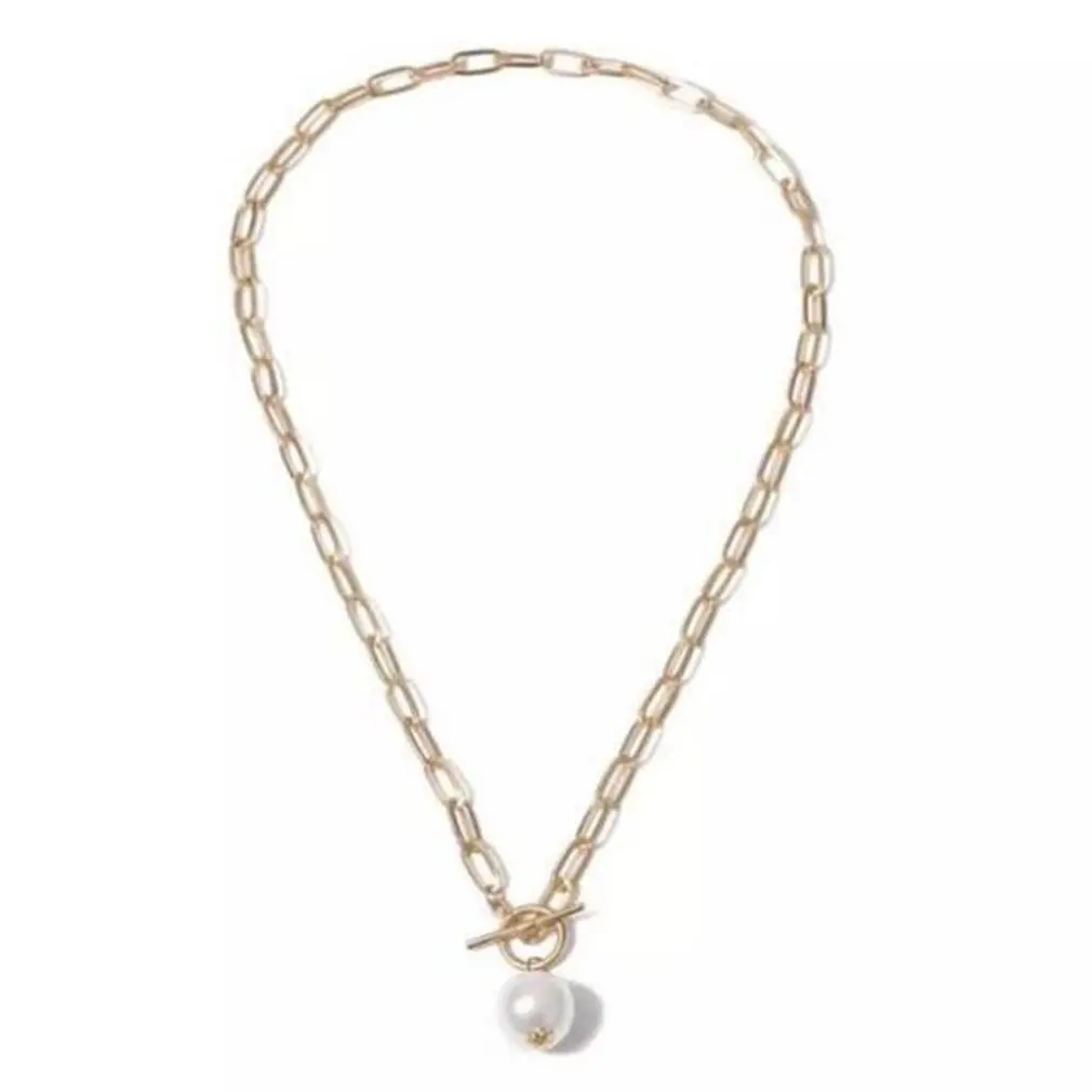 

Gothic Baroque Pearl Coin Pendant Choker Necklace For Women Wedding Punk Long Chain Necklace Jewelry Gift
