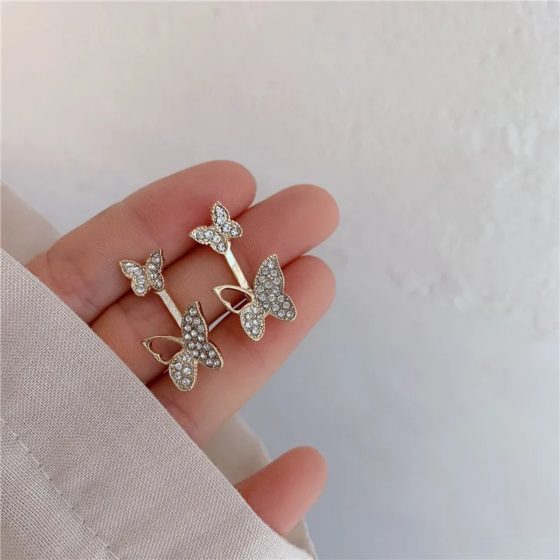 

S925 Silver Needle Adjustable Rear-Hanging Butterfly Drop Earrings Cubic Zirconia Temperament Wild Earring Jewelry For Women