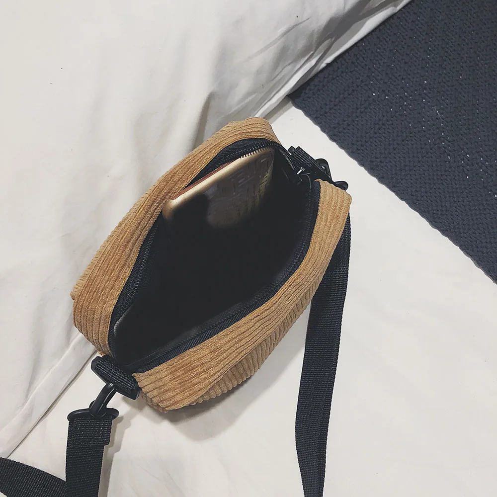 

Women Canvas Shoulder Bag 2019 New Arrival Single Shoulder Messenger Bag Small Square Corduroy Bags Female Phone Money Bags #YY