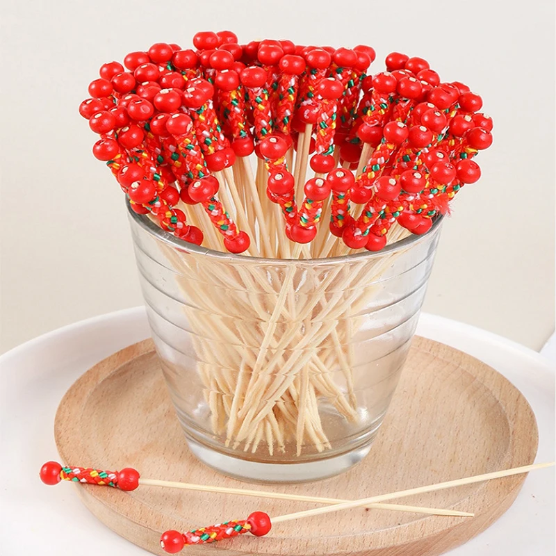 

100 Pcs Disposable Bamboo Picks Food Fruit Cocktail Handmade Toothpicks Picnic Party Supplies Decoration