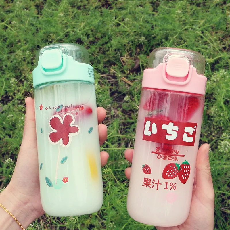 500ml Transparent Plastic Water Bottles BPA Free Creative Frosted Bottle With Portable Rope Travel Tea Cup Motion | Дом и сад