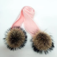 2020 women winter scarf 100 natural fur pompom scarves thick warm lady shawls wraps blanket female fur pom pom hat scarf set