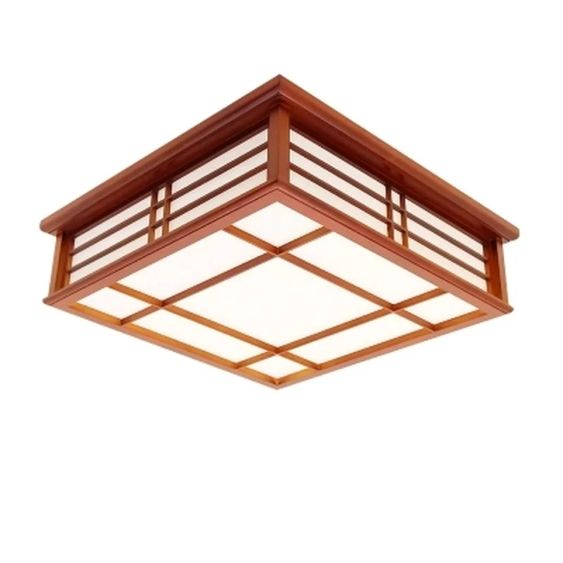 Modern LED Pendant Flush Mount Ceiling Fixtures Light Chinese Solid Wood Mahogany Finish Square Lamp Warm/White | Лампы и освещение