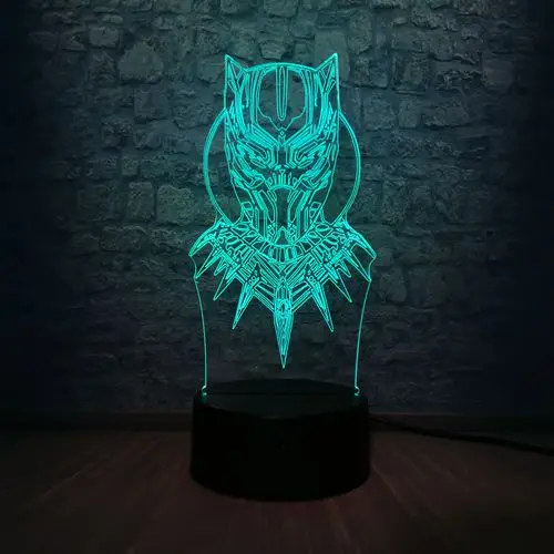 Black base 3 Мстители 3D лампа USB ночник RGB Черная пантера герой комиксов 7 цветов Настольная лампа Праздничная Вечеринка настроение Лава детская игрушка подарок - Испускаемый цвет: Black base 3