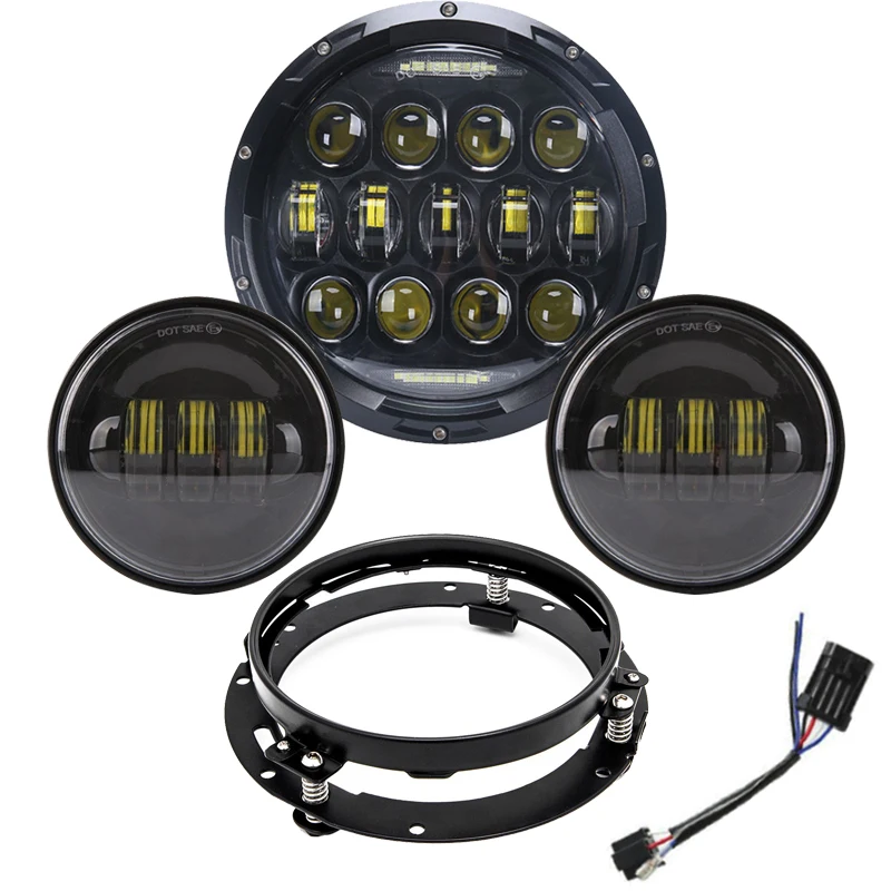 

7" Inch Motorcycle LED Halo Headlight with DRL Turn Signal +4.5" Fog Passing Lights For Heritage for Softail Classic
