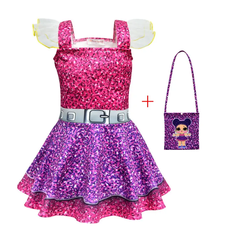 

LOL kids new cute big head doll haha dress, magic girl cartoon print gift kids halloween cosplay dress