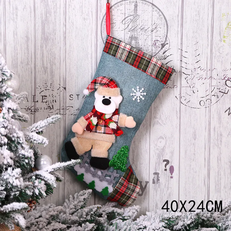 style 1-3-bear Подарки на год, сумка, Рождественский чулок, рождественские украшения для дома, Navidad, носки, Natal Tree Decoration Noel, сделай сам, поставки - Цвет: style 1-3-bear