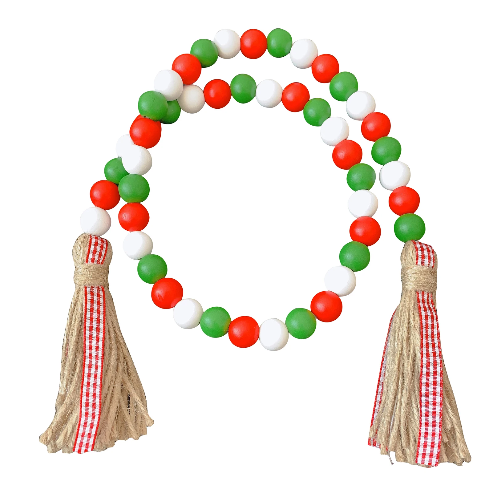 

Wooden Bead Garland With Tassels Colorful Beads Rustic Country Kid Room Wall Hanging Ornament Home Decor Valentine's Day Gifts