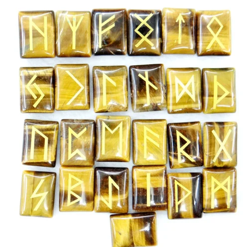 Натуральный камень кварц кристалл оникс тигровый глаз руны викингов Амулет