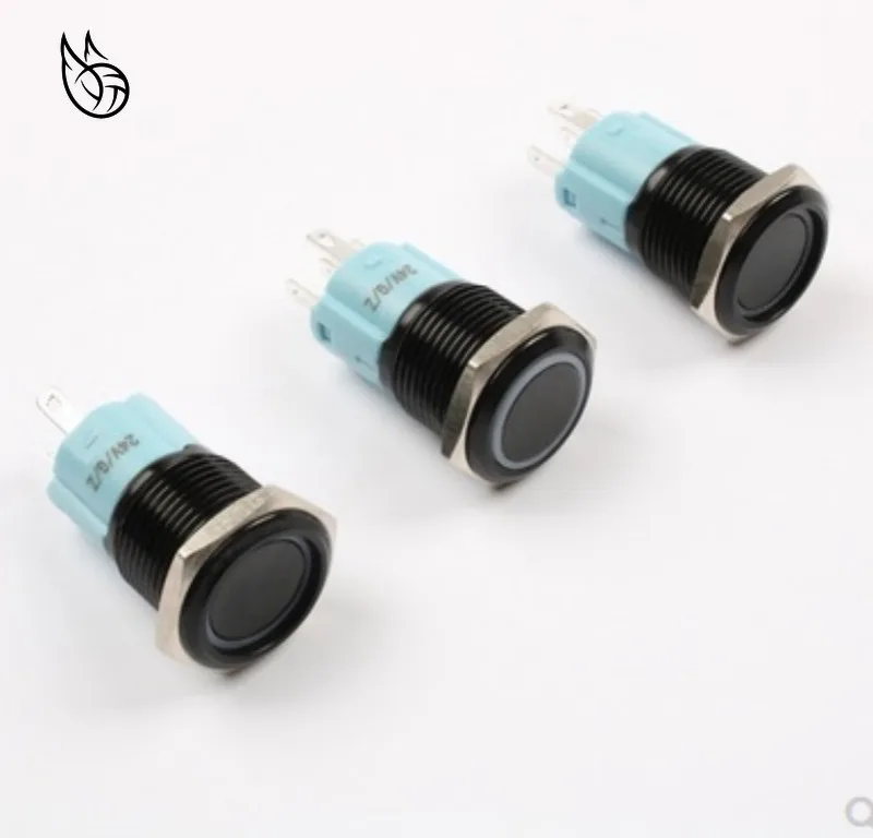 16 мм металлический кнопочный водонепроницаемый алюминиевый оксид черный