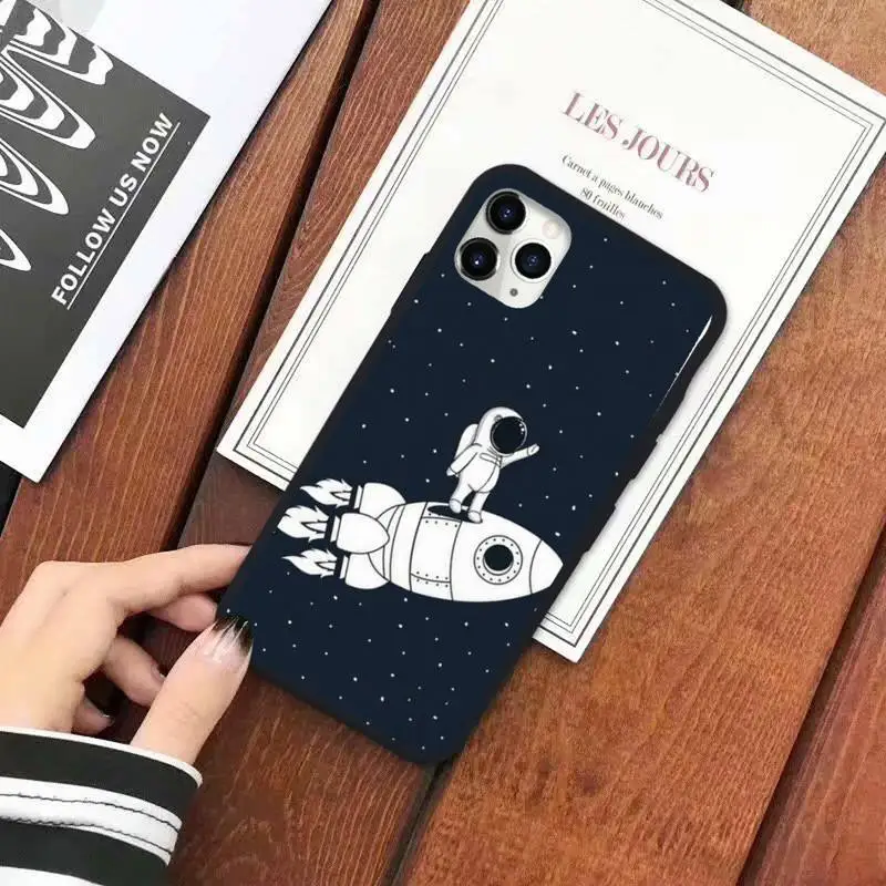 

Cartoon spacecraft space astronaut Phone Case for iPhone 11 12 pro XS MAX 8 7 6 6S Plus X 5S SE 2020 XR