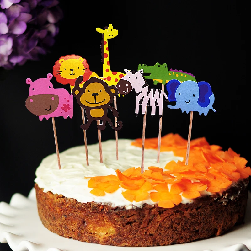 7 шт. тематическая открытка с украшениями в виде животных Лев слон жираф обезьяна