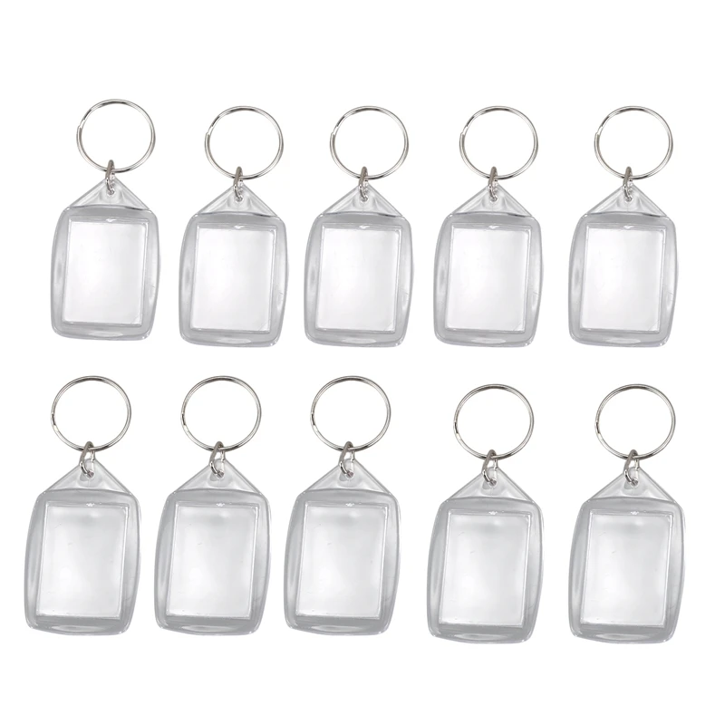 10x прозрачный акриловый Пластиковый пустой брелок для ключей вставить фото