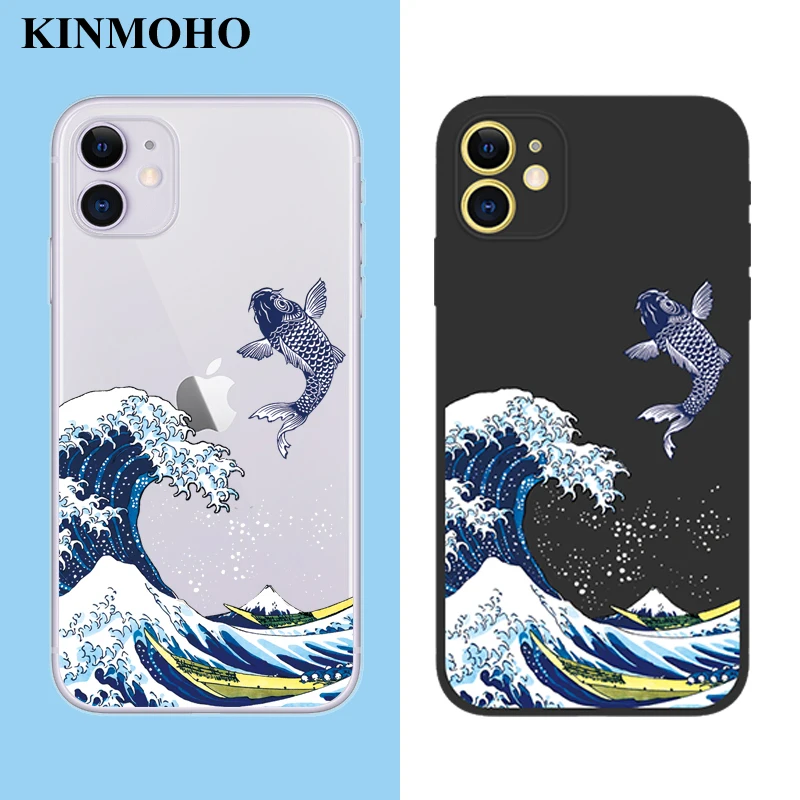 Большая волна от Kanagawa кристально прозрачный чехол для iPhone 7 XR 8 Plus 6 6s Cat Мягкие
