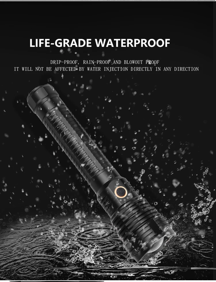 Самый мощный светодиодный фонарь с зумом XHP70 USB Перезаряжаемый водонепроницаемый