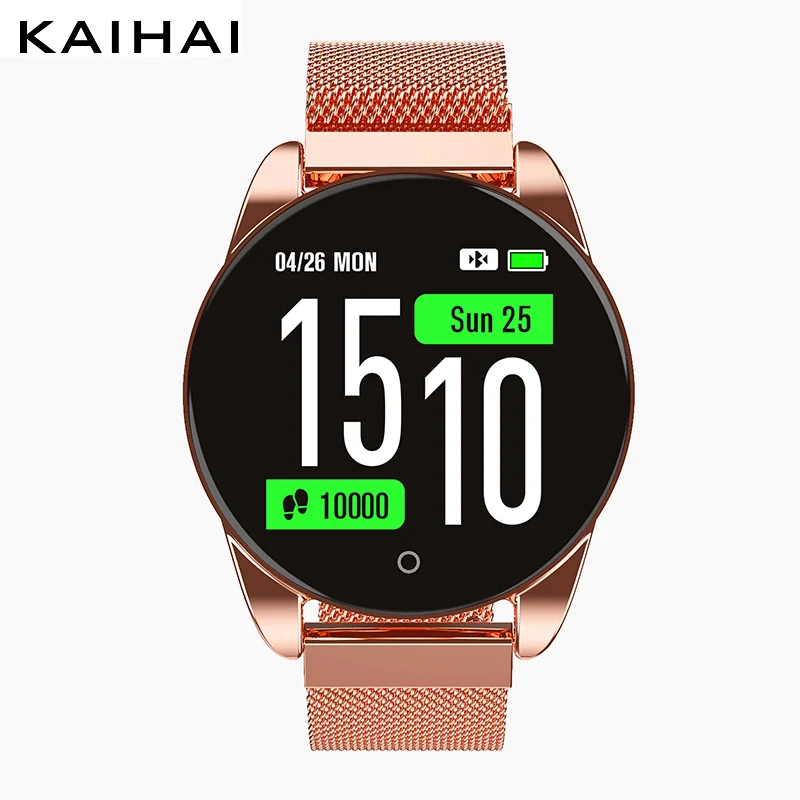 Rose gold watch KAIHAI часы с Умной электроникой, дистанционное управление, секундомер, водонепроницаемые Смарт-часы для плавания часы с функцией измерения пульса, для мужчин, для сна, фитнес-трекер, музыкальный будильник - Цвет: Rose gold watch
