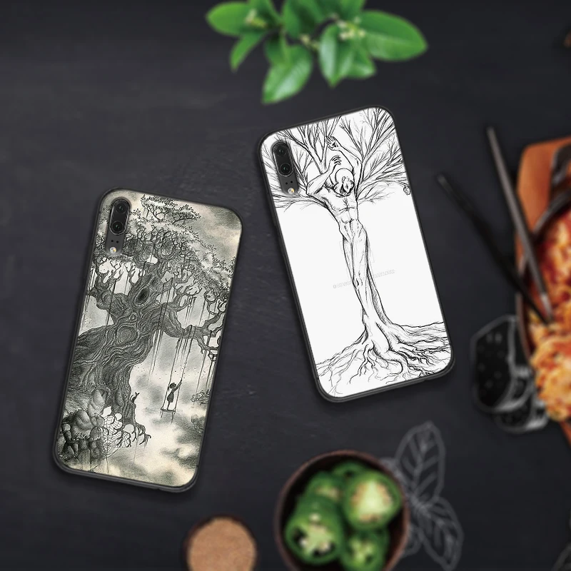 Эскиз пейзаж Мягкие силиконовые чехлы для телефонов huawei P10 P20 2019 P8 P9 Mini P30 LITE P Smart Z