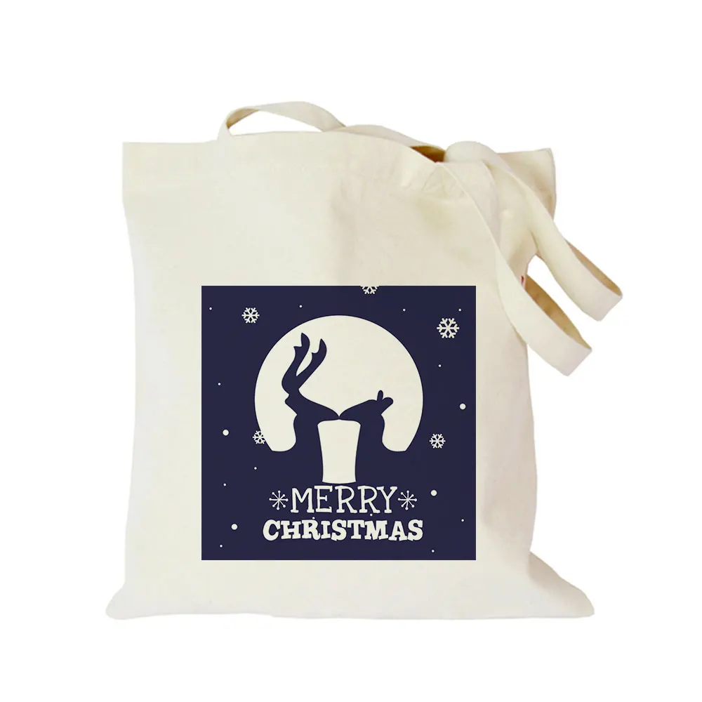 Christmas bag 07 Заказная эко diy тканевая хозяйственная сумка, Рождественское украшение, складная многоразовая Холщовая Сумка-тоут с логотипом, креативный круглый принт, handabg - Цвет: Christmas bag 07