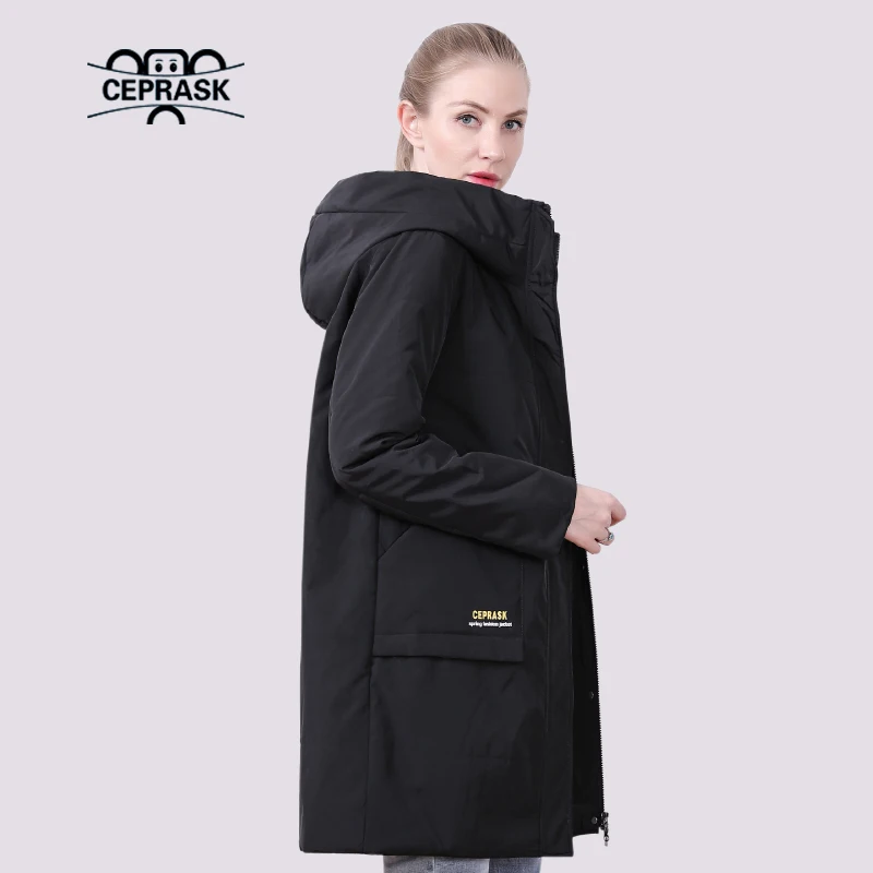 CEPRASK Новая куртка женская весна 2021 длинное пальто женское теплые осенние парки