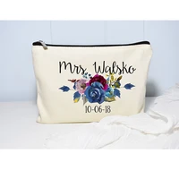 bridesmaid proposal gift custom floral team bride to be make up bags cosmetic bag wedding bridal bachelorette party decoration