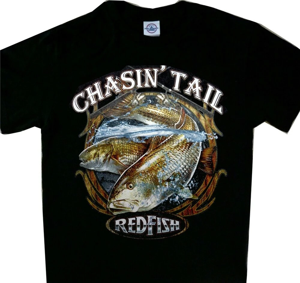 Черная рыболовная футболка с изображением рыбьего хвоста | Мужская одежда