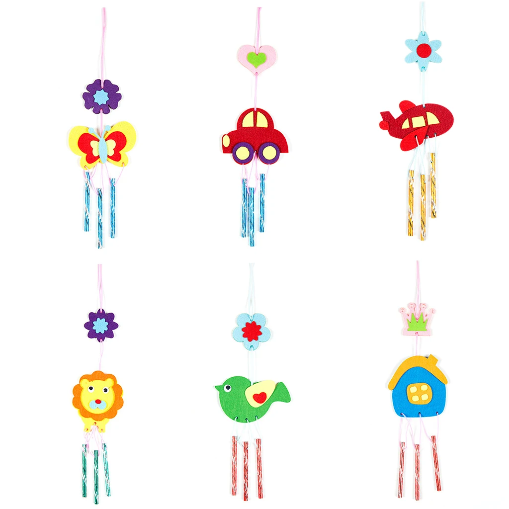 DIY Wind Chime детей ручной работы мультфильм животных нетканые пасты изготовление