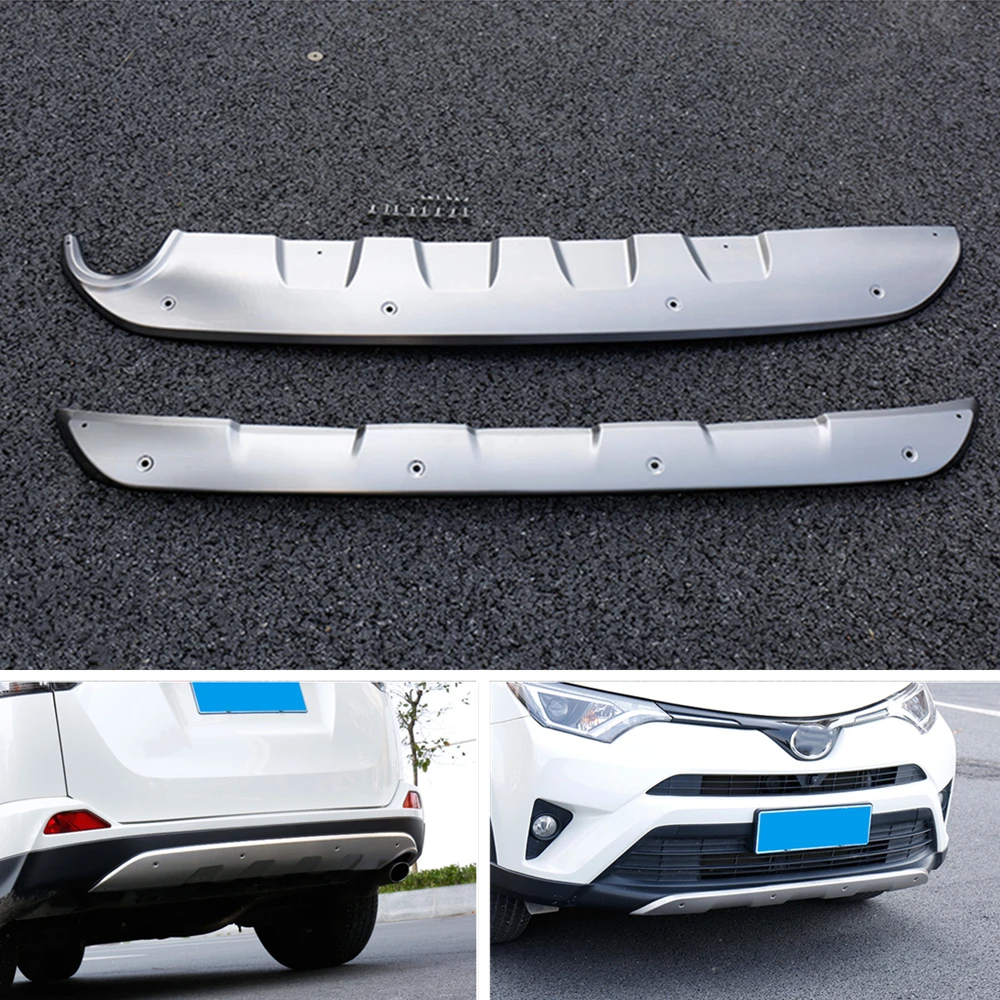

Передний бампер и задний диффузор для Toyota RAV4 2016-2019, защитная противоскользящая пластина, нержавеющая сталь, автомобильный брызговик, панель...