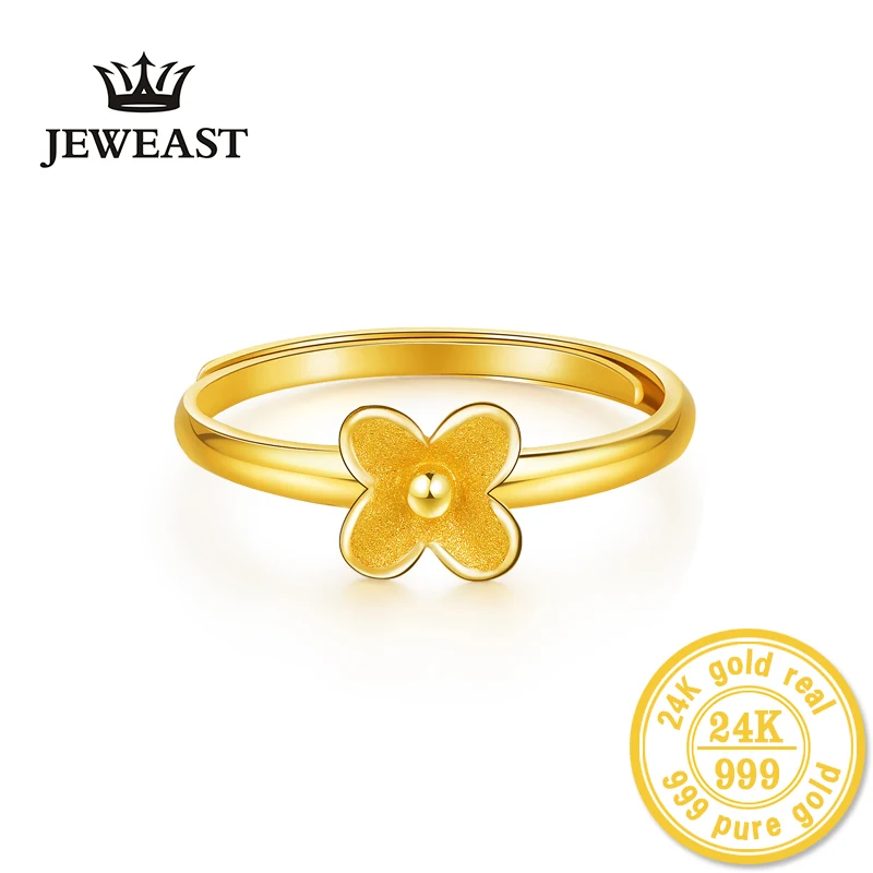 Женское золотое кольцо с матовым клевером 24 к | Украшения и аксессуары