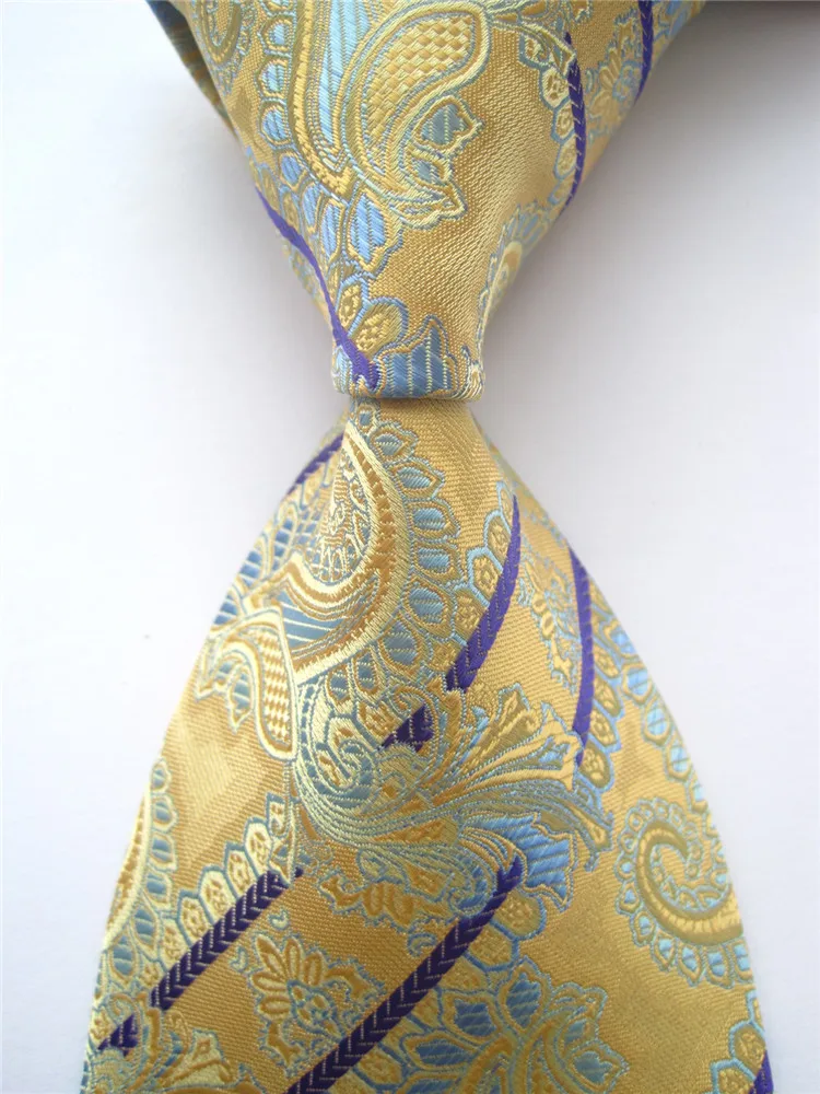 Новые Классические мужские Галстуки Синий Фиолетовый Пейсли Клетчатый 100%