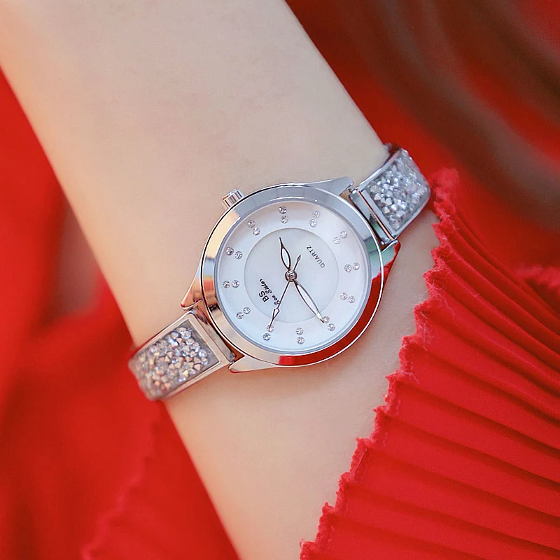 BS Брендовые женские часы с золотым наполнителем бриллиантовым циферблатом