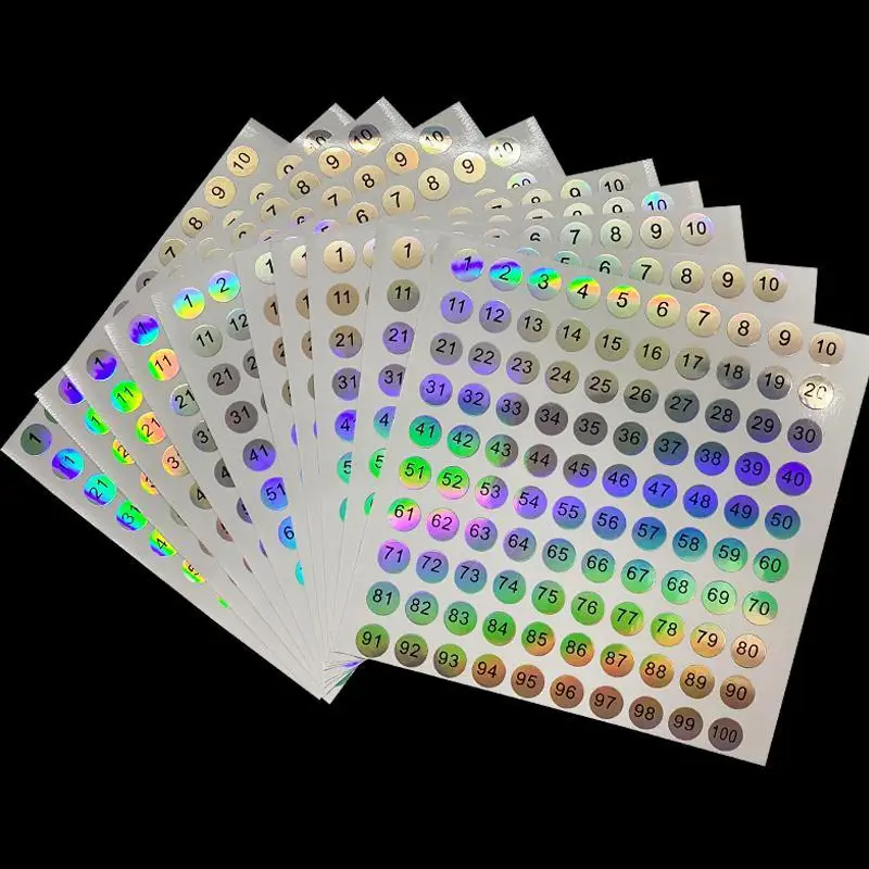 

1-500 Laser Number Label Waterproof Stickers for DIY Nail Polish Gel Self Adhesive Lipstick Color Number Tags Sticker