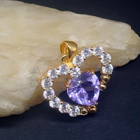 gemstonefactory jewelry big promotion yellow gold color purple topaz zircon women ladies mom gifts necklace pendant 20213967