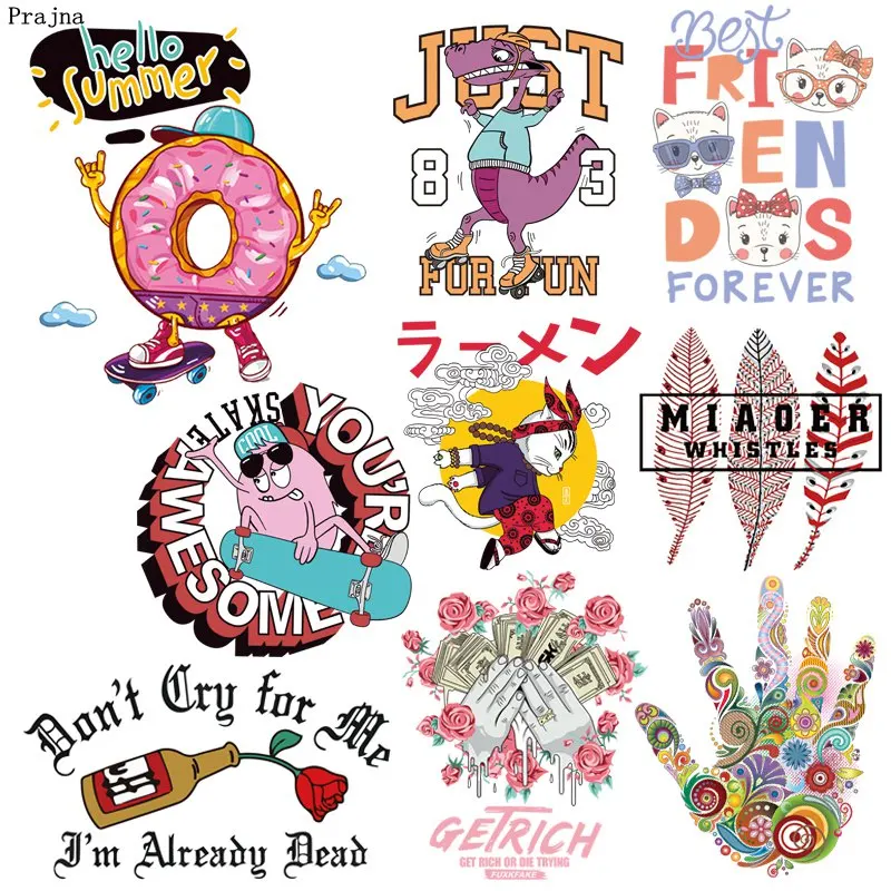 Prajna мультфильм кошка Железный На переноске Летний стиль термопереноса Горячие